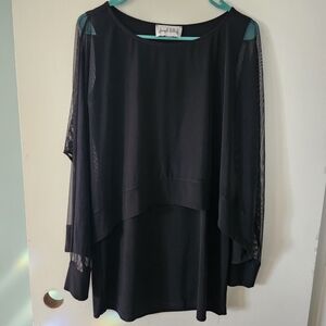 Joseph‎ Ribkoff Layered Black Sheer Mesh Top Tank Underlay Womens 10